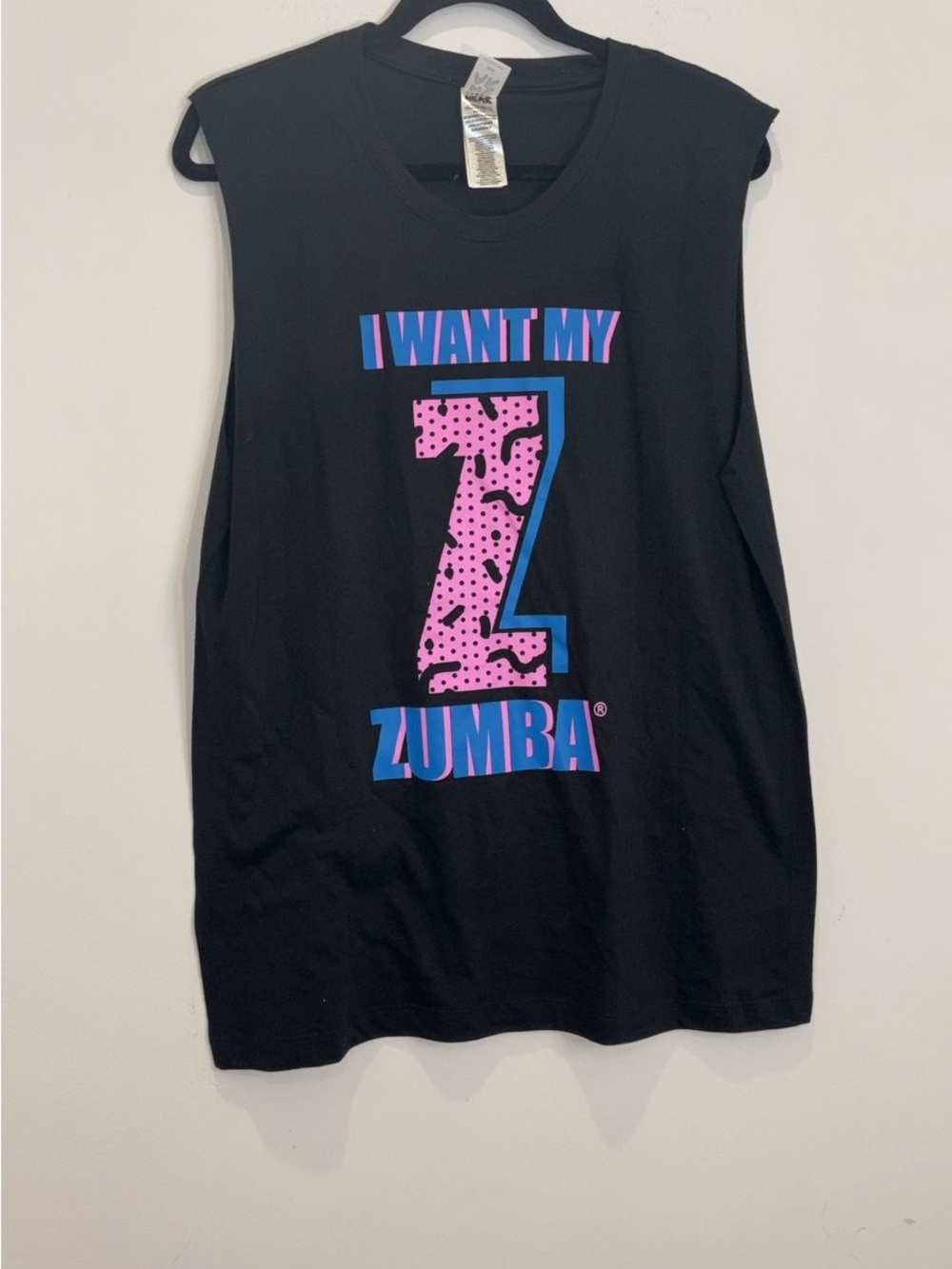 Zumba Wear Black Athletic Muscle Tank I Want My Zumba Graphic Top M/L
